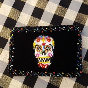 Day of the Dead Skull Beaded Coin Purse